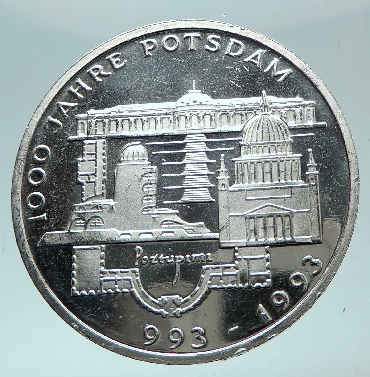 1993 GERMANY 1000 Yrs City POTSDAM Brandenburg Proof Silver 10 Mark Coin i81592