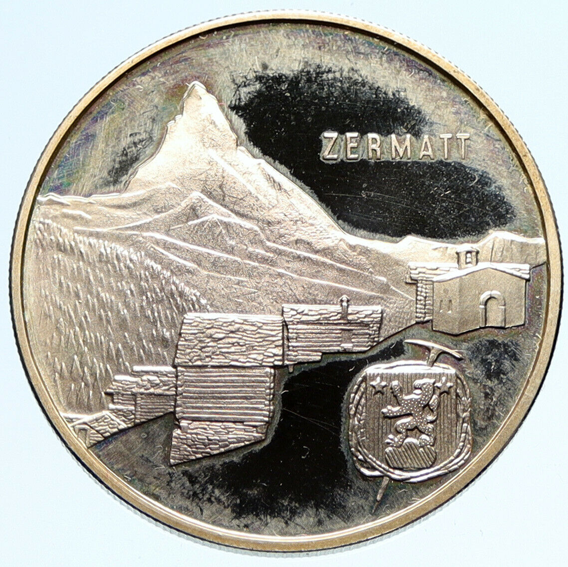 1971 SWITZERLAND Swiss Canton of VALAIS Zermatt Proof Silver Thaler Coin i97452