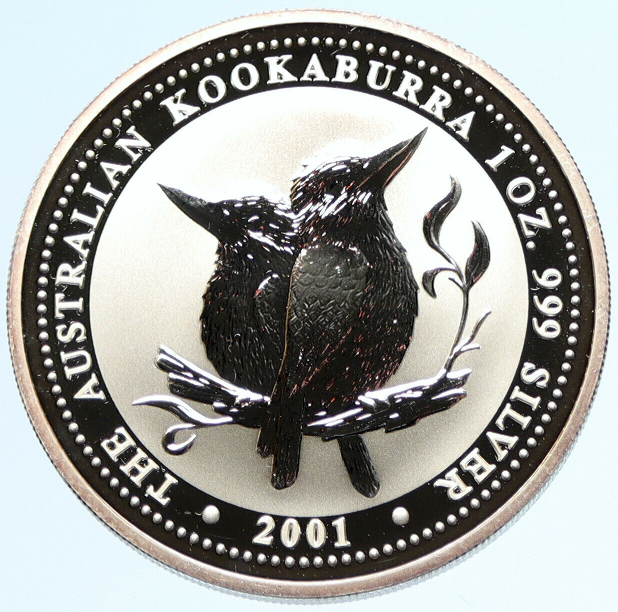 2001 AUSTRALIA Kookaburra Bird 1 OZ Tree RARE Proof Silver Dollar Coin i97414