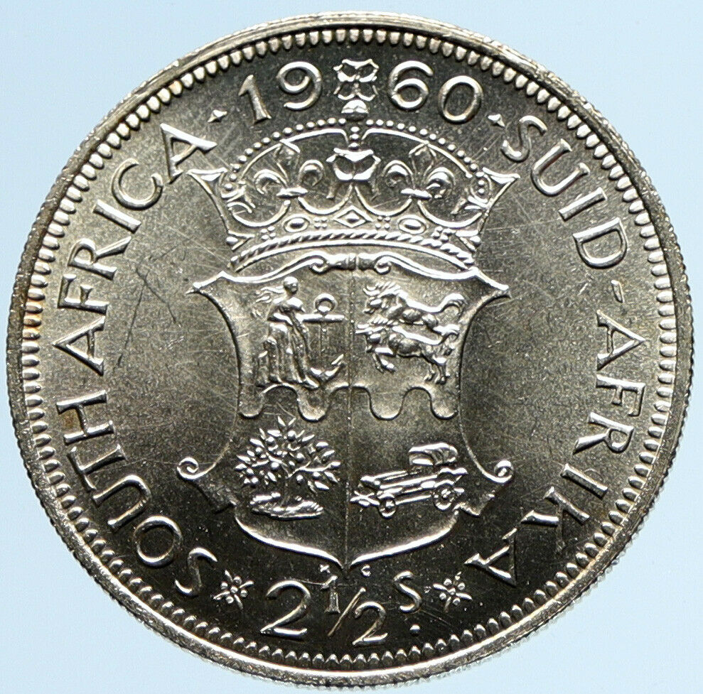 1960 SOUTH AFRICA UK Queen Elizabeth II OLD Silver 2 1/2 Shillings Coin i97442