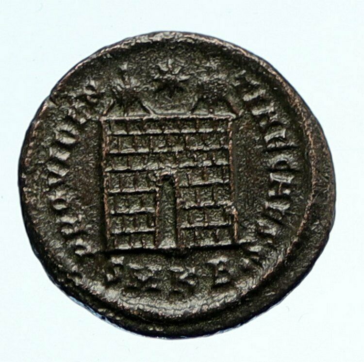 CONSTANTINE II Jr Constantine I Son Ancient Silvered Roman Coin Camp Gate i95892