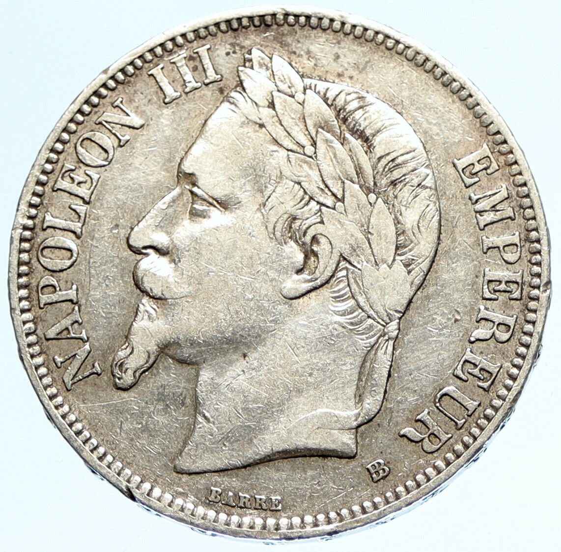 1870 BELGIUM with King LEOPOLD II and LION Genuine Silver 5 Francs Coin i97087