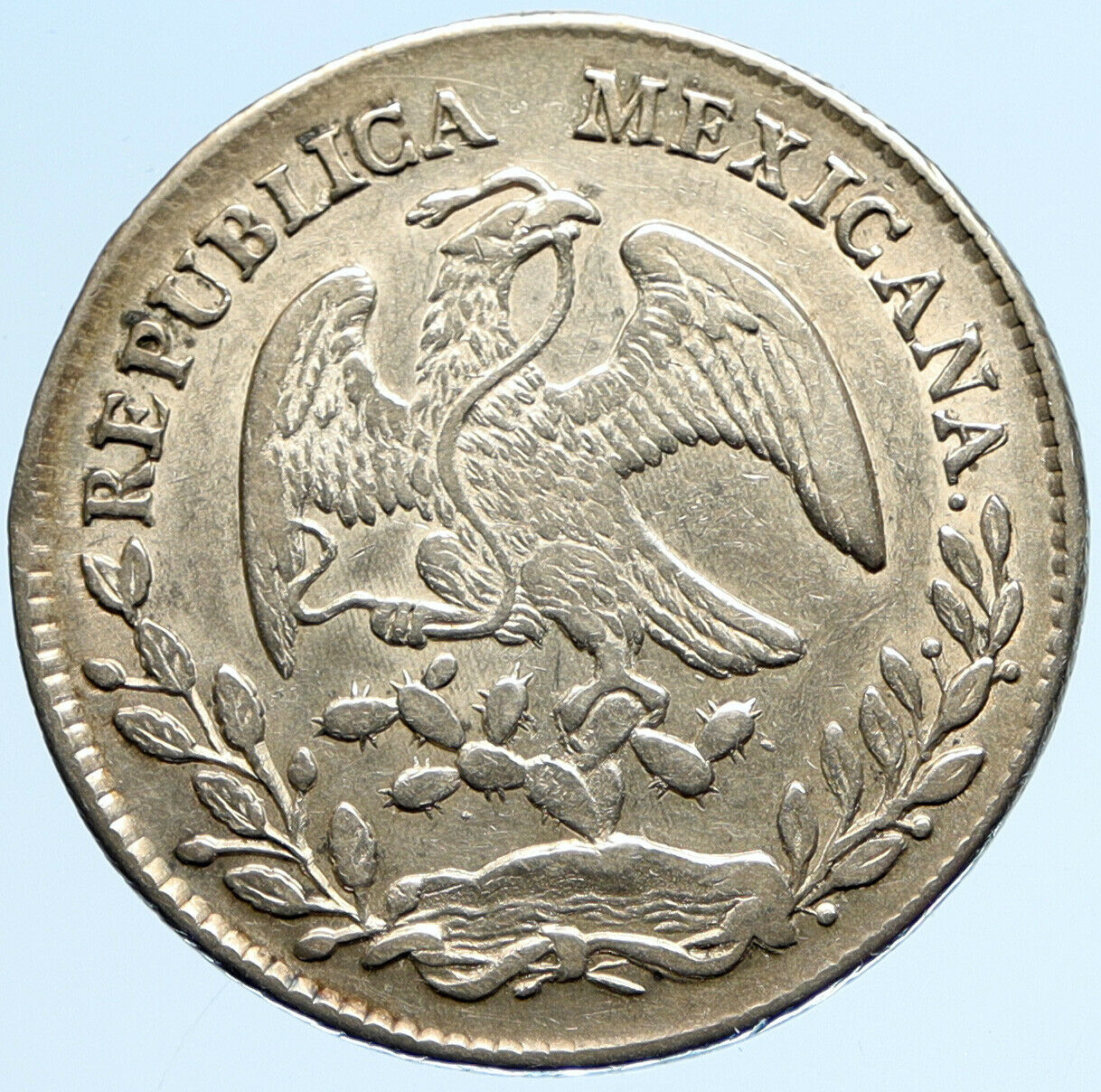 1877 Do CP MEXICO Large Eagle Sun Antique Mexican Silver 8 Reales Coin i97096