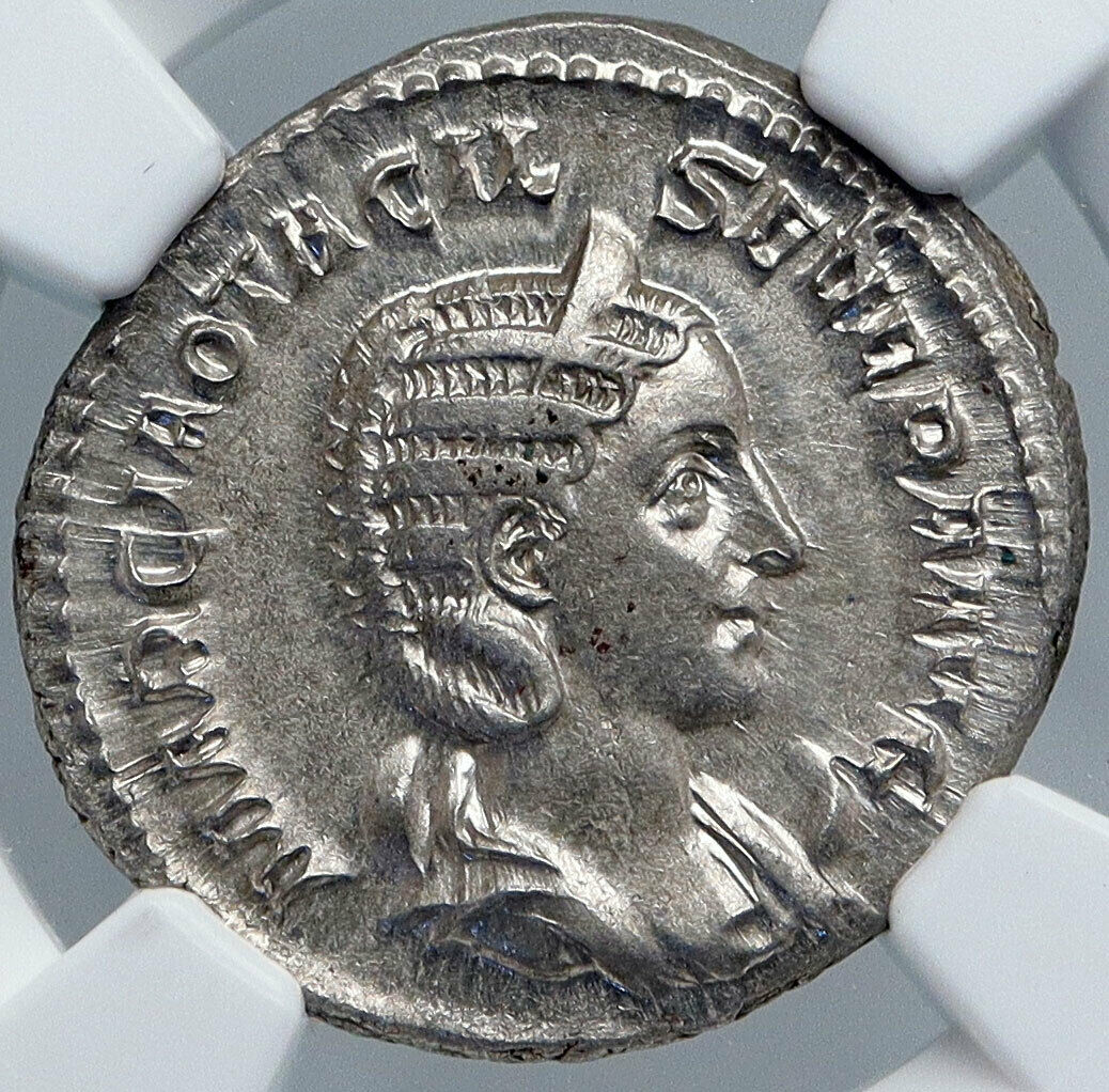 OTACILIA SEVERA Authentic Ancient 245AD Silver Roman Coin PUDICITA NGC i89140