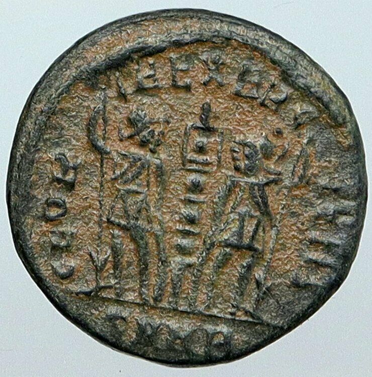 CONSTANTIUS II Authentic Ancient 337AD Roman Coin w LEGIONARY SOLDIERS i88833