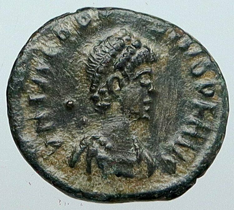 THEODOSIUS I the Great 388AD ANTIQUE Ancient Roman Coin VICTORY ANGEL i88853