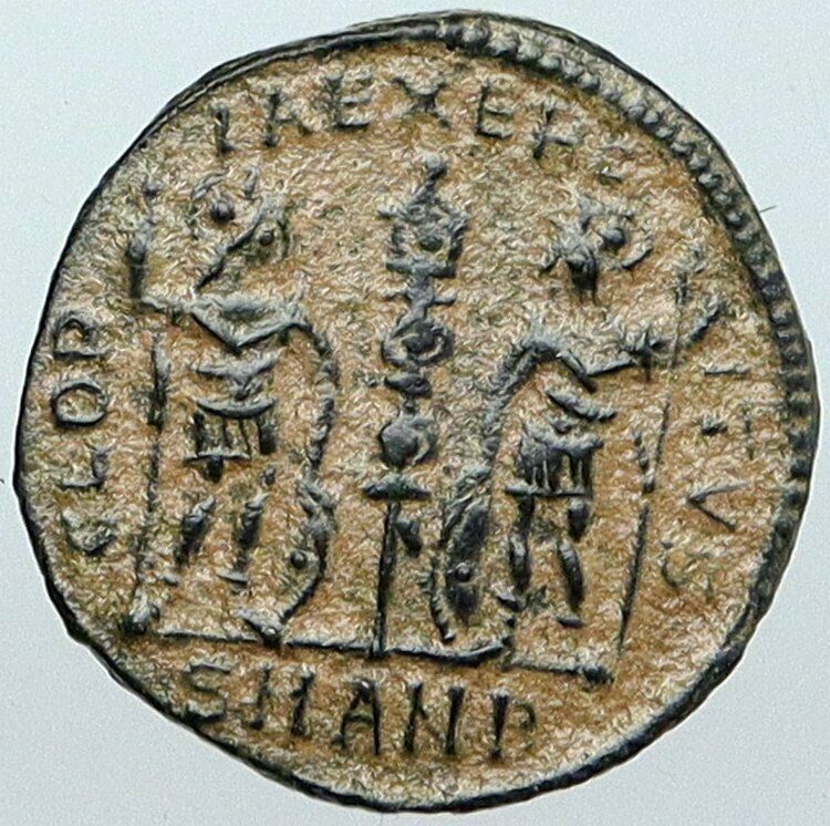 CONSTANTINE I the Great Authentic Ancient OLD Roman Coin SOLDIERS SPEARS i88856