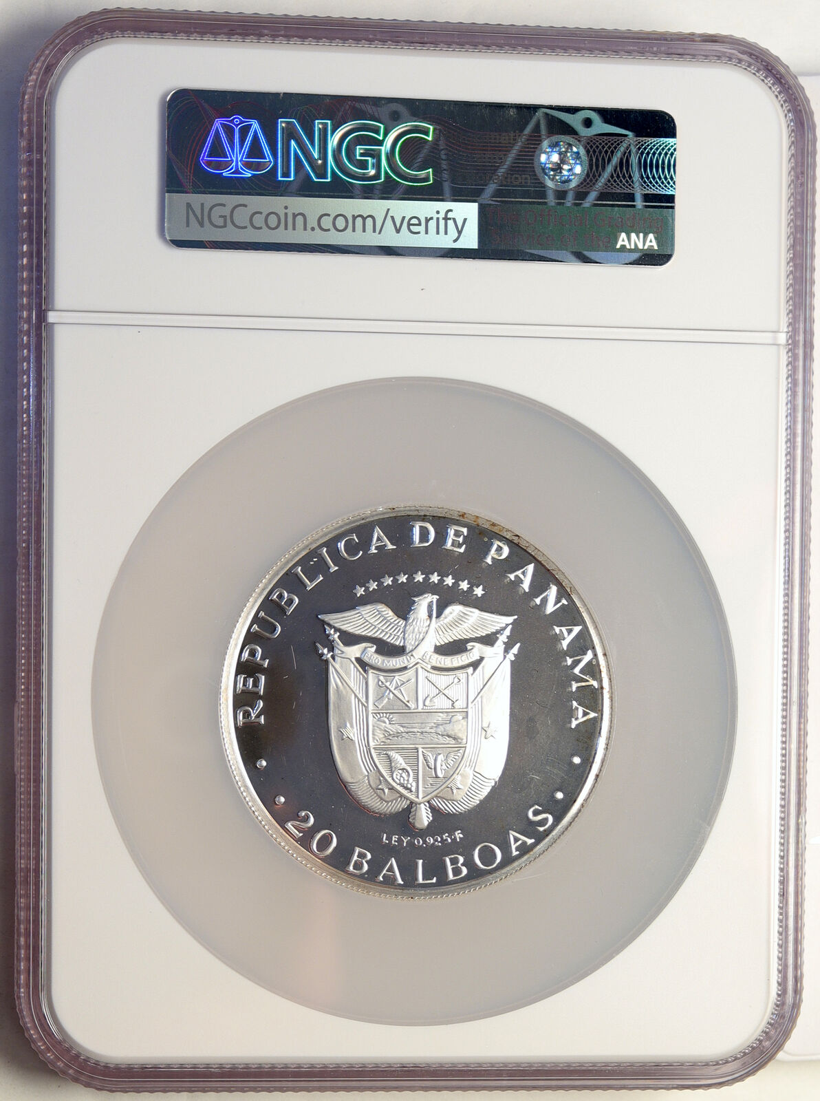 1977 PANAMA Spanish Conquistador Hero OLD Huge Silver 20 BALBOA Coin NGC i98553