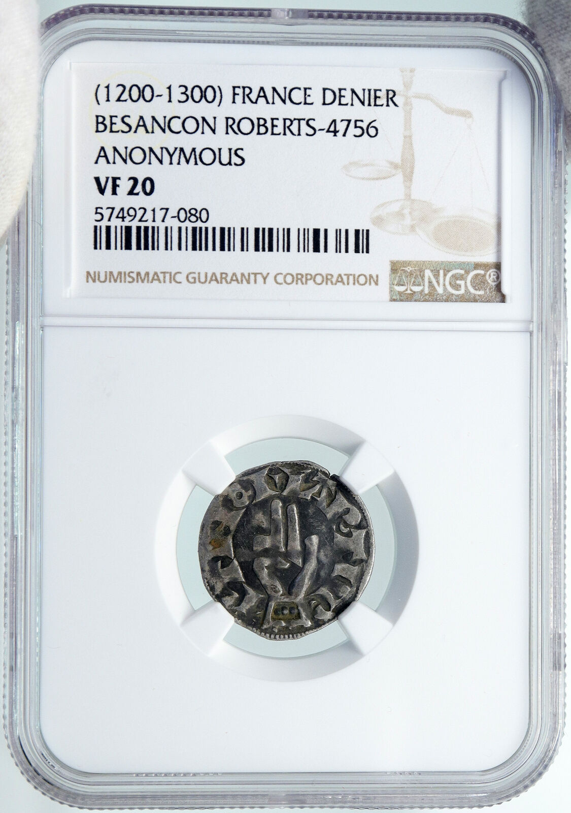 1200AD FRANCE Archbishopric BESANCON Old Silver Denier Medieval NGC Coin i87758