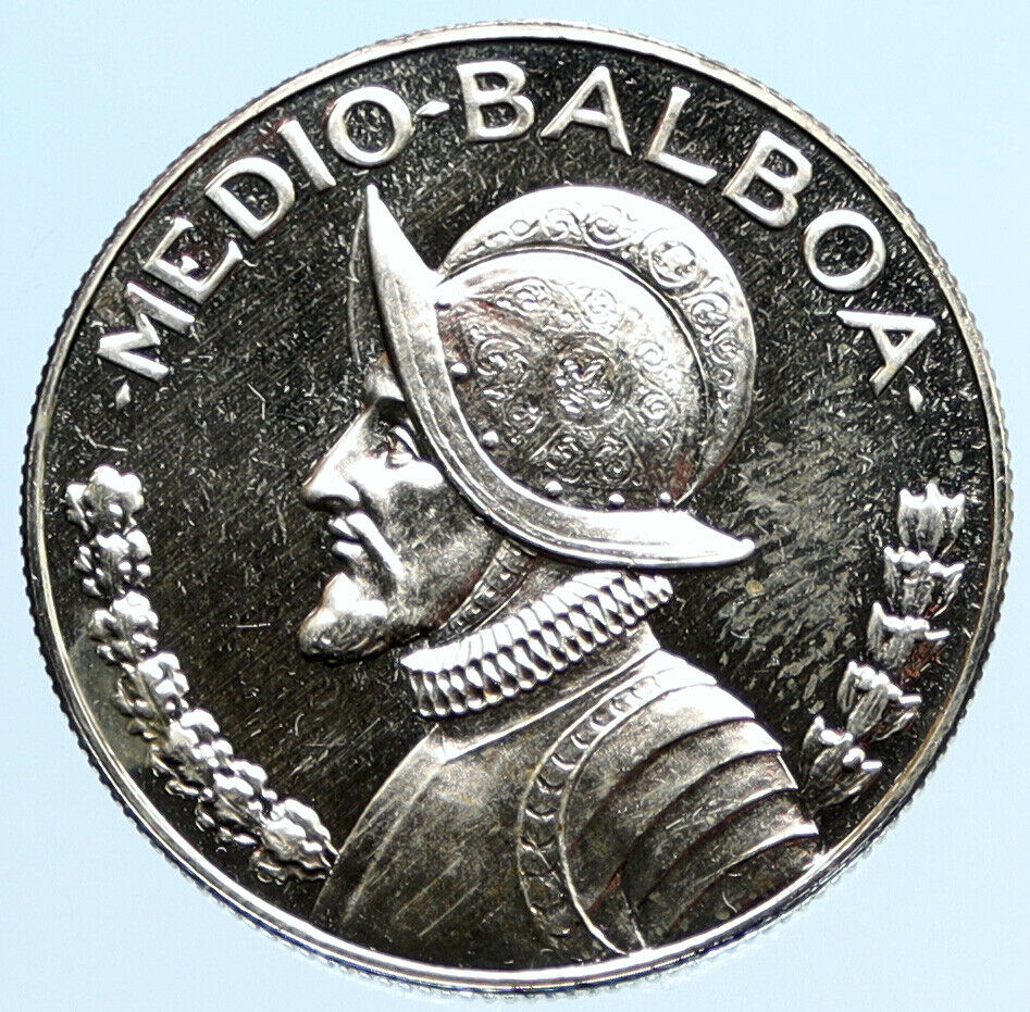 1971 PANAMA Spanish Conquistador Hero VINTAGE PRF Silver 1/2 BALBOA Coin i96954