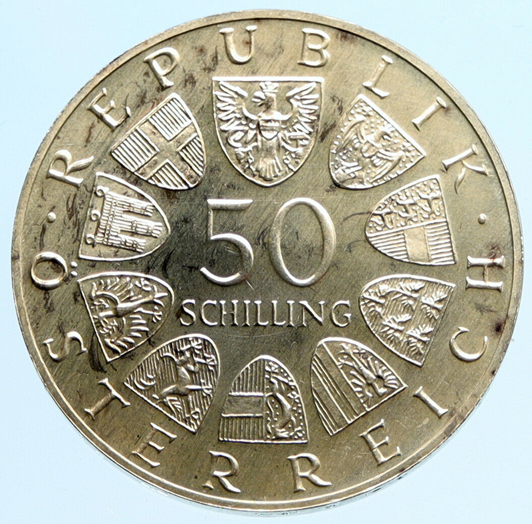 1965 AUSTRIA 600th VIENNA UNIVERSITY Rudolf IV Stifter PF Silver 50S Coin i96961