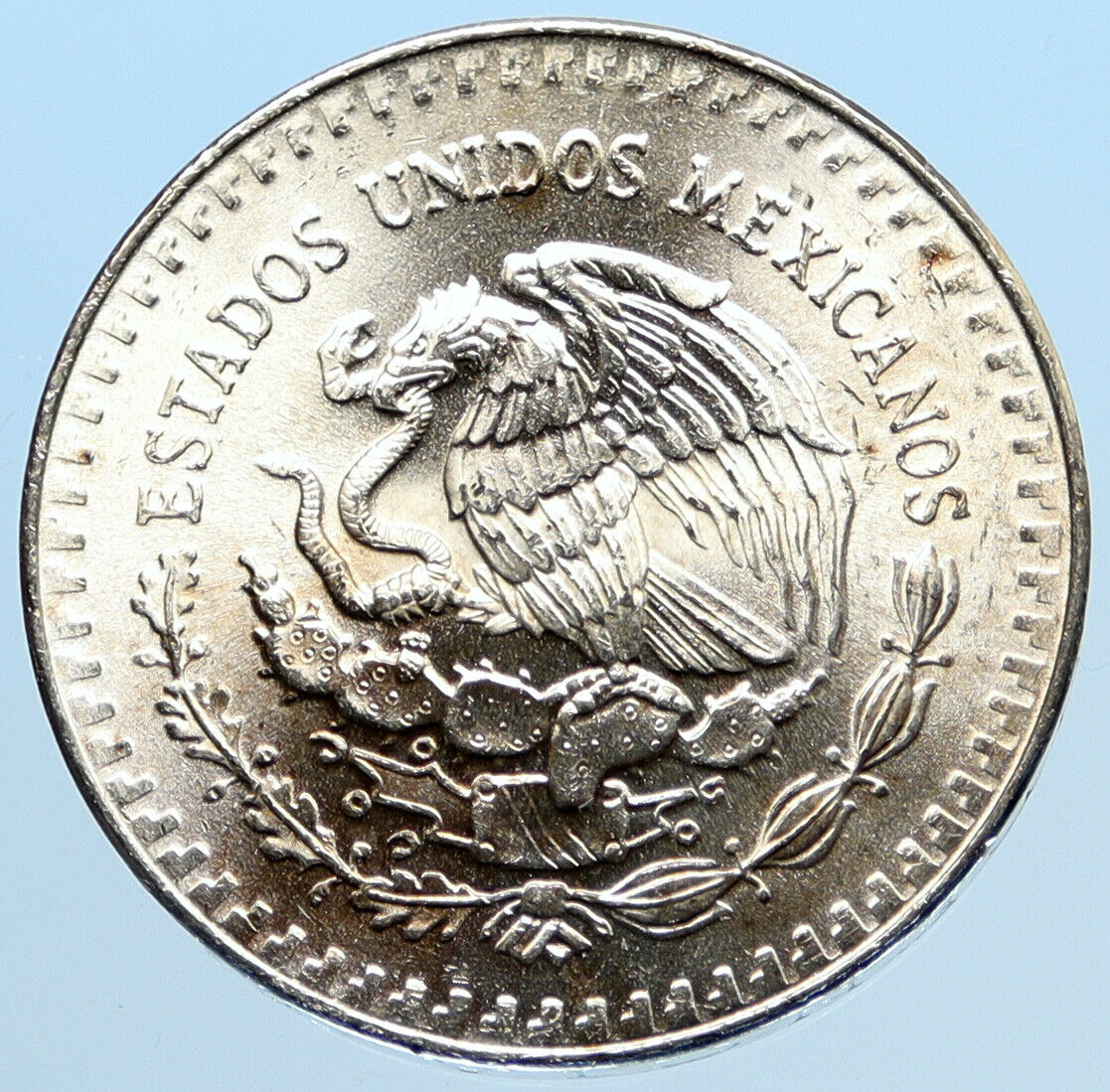 1985 MEXICO Large 3.6cm ONZA VICTORY EAGLE Troy Silver Ounce Mexican Coin i96945