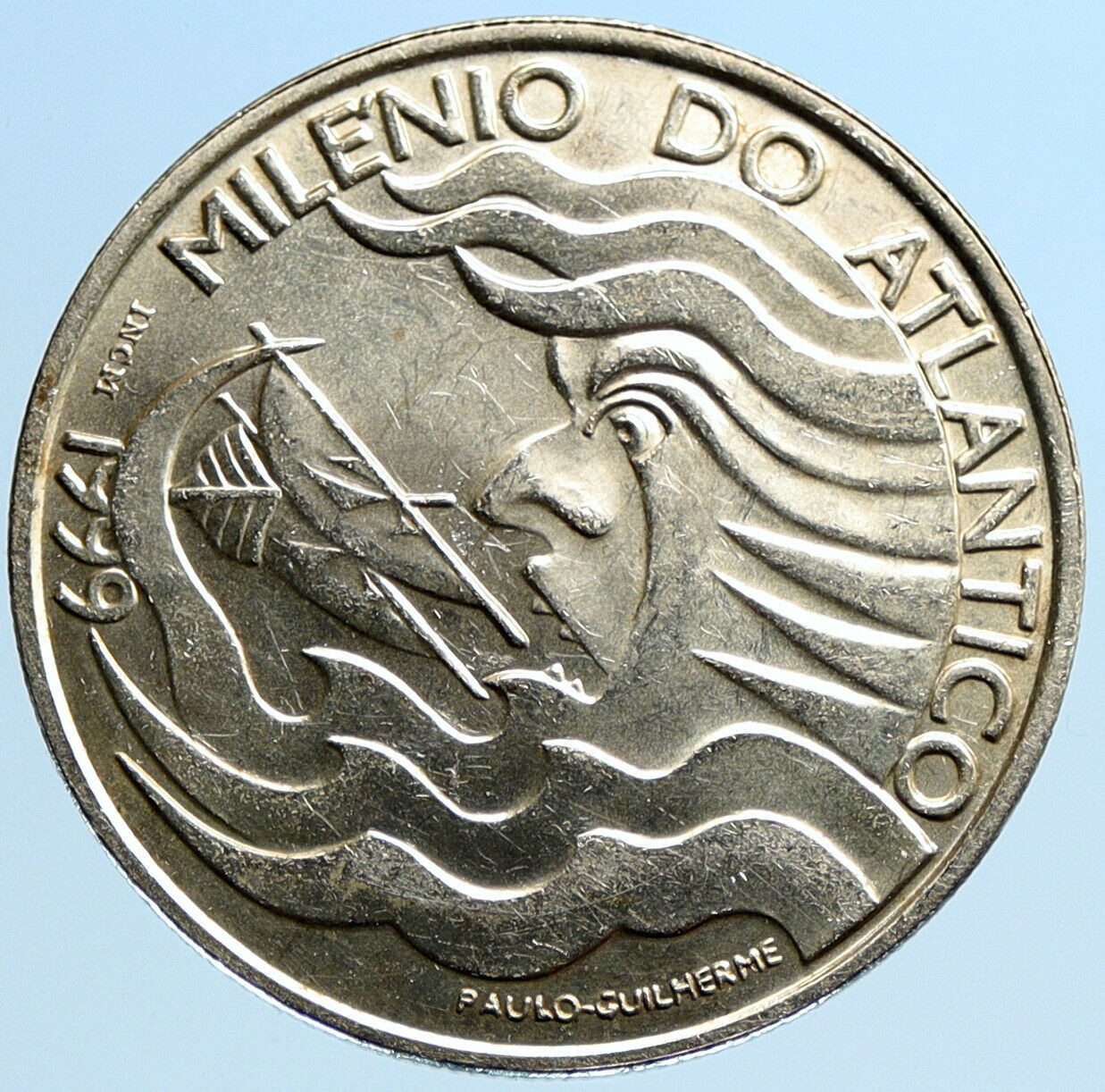 1999 PORTUGAL Atlantic Sailing VINTAGE OLD Proof Silver 1000 Escudo Coin i96946