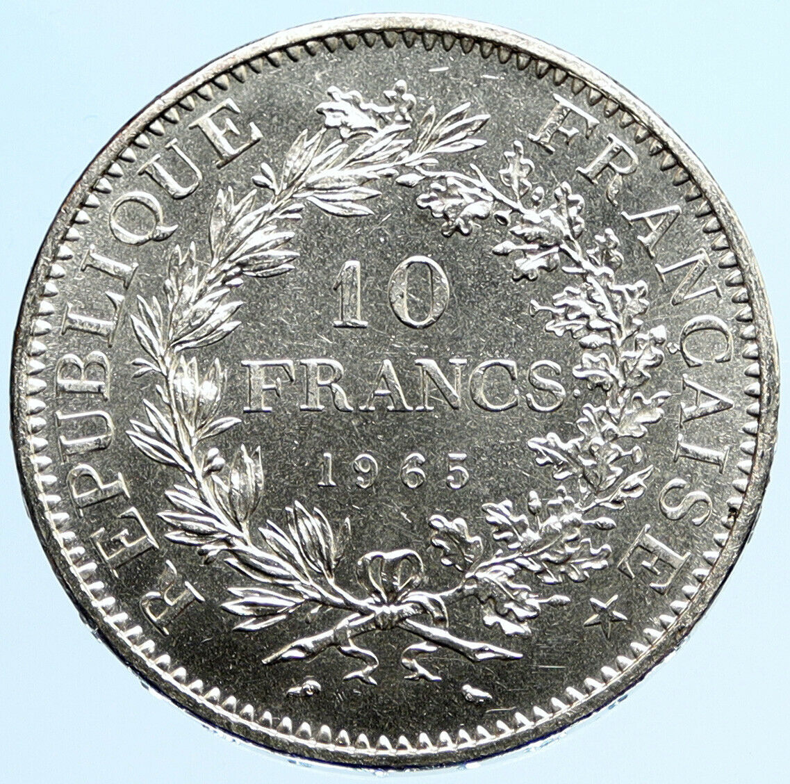 1965 FRANCE Large HERCULES Motto VINTAGE Old Silver 10 FRANCS French Coin i96950