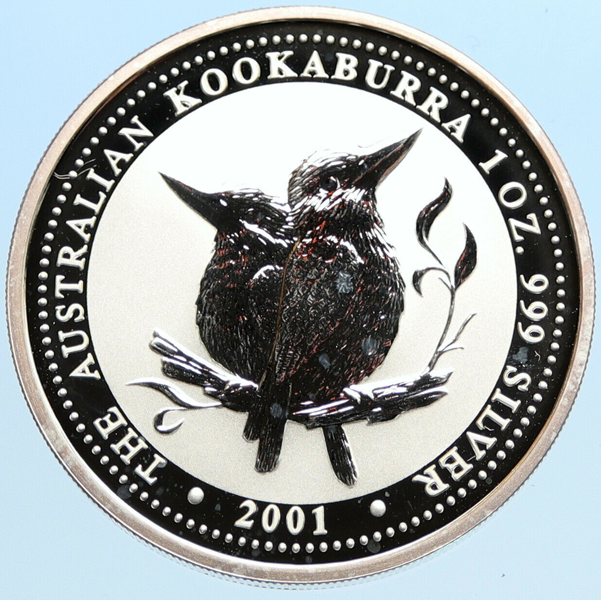 2001 AUSTRALIA Kookaburra Bird 1 OZ Tree RARE Proof Silver Dollar Coin i96972