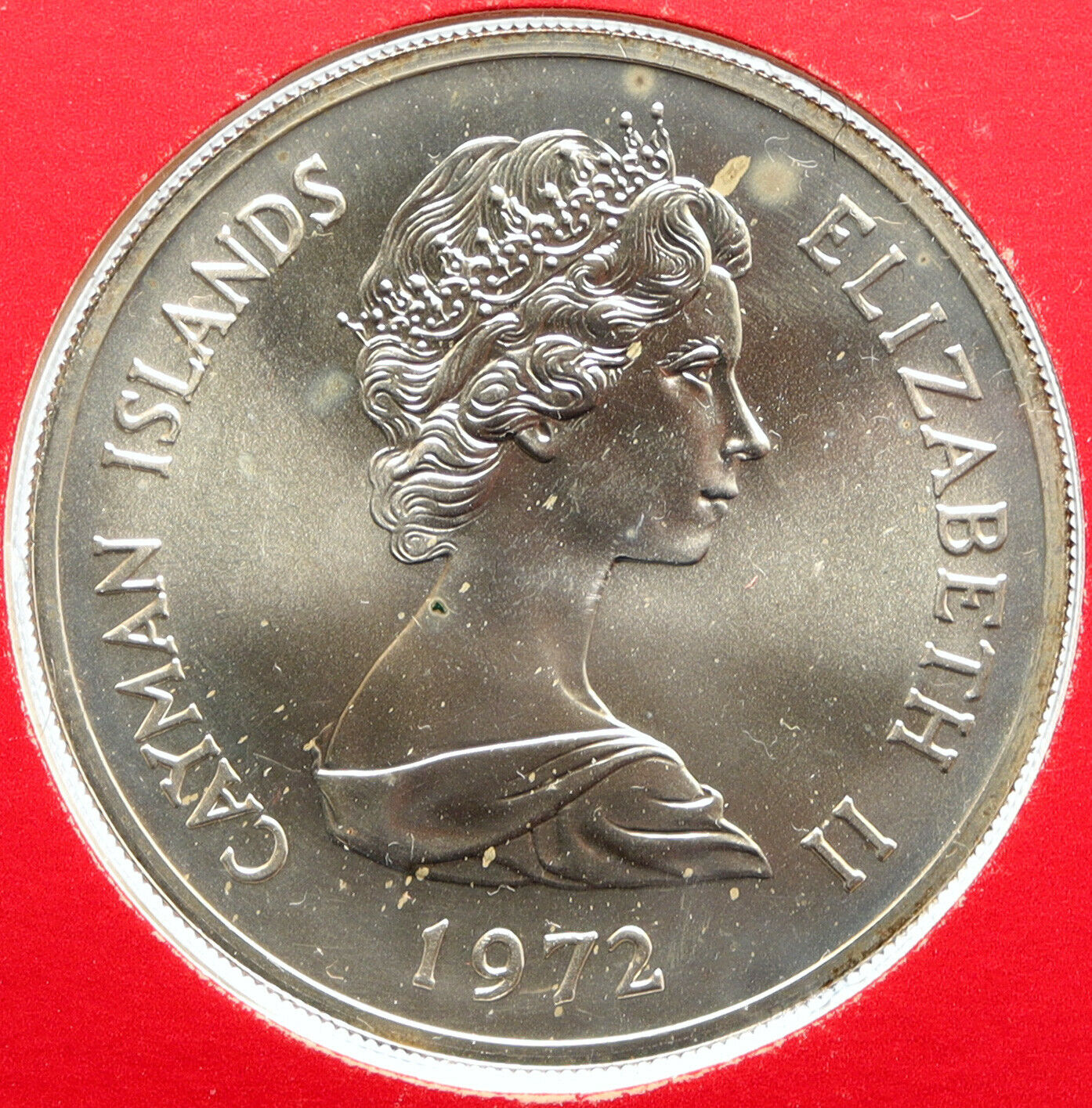 1972 CAYMAN ISLANDS UK Queen Elizabeth II Old BU Silver Wedding $25 Coin i96707