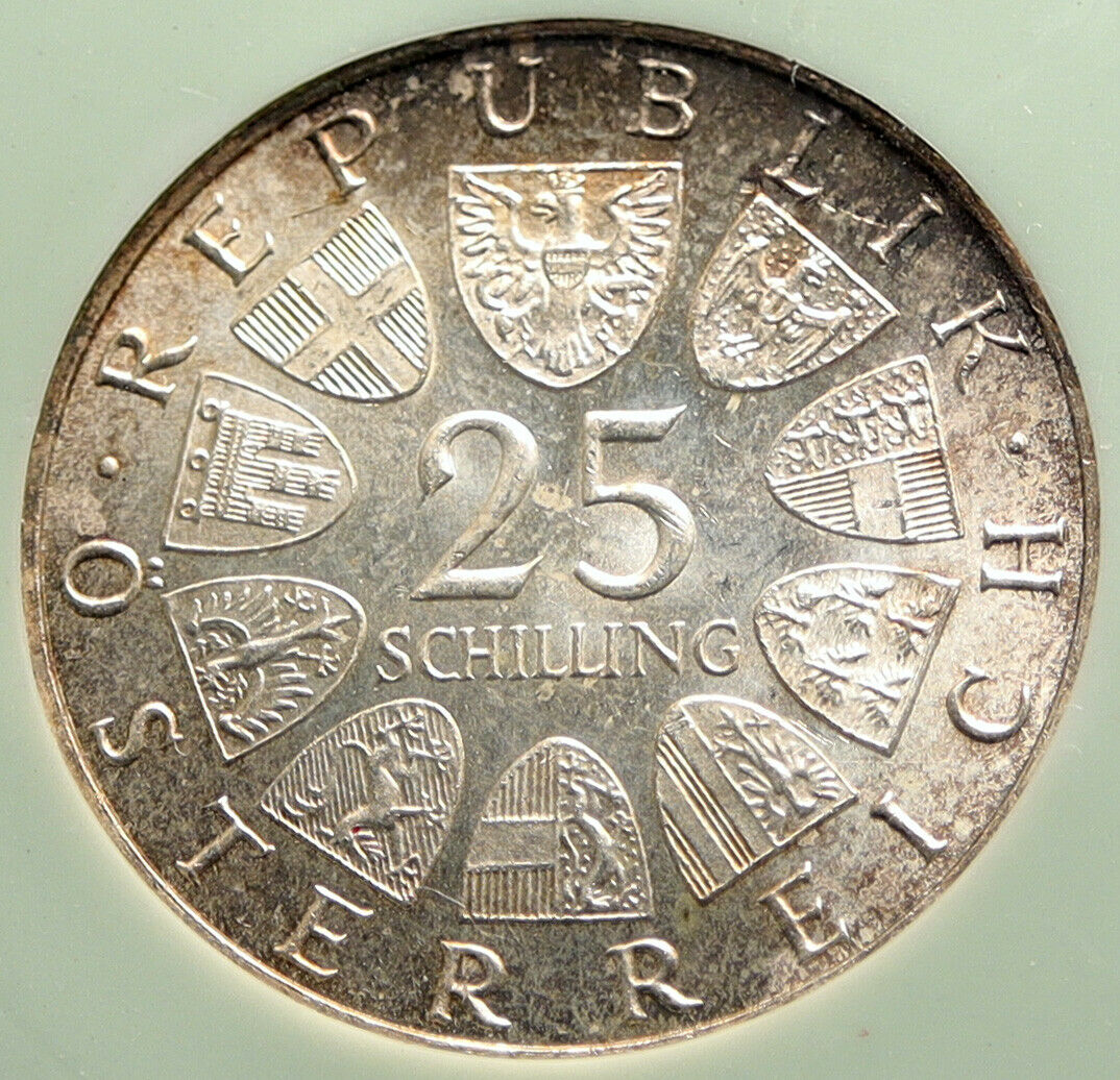 1965 AUSTRIA Vienna Tech School JJ Prechtl Proof Silver 25 Schilling Coin i96691