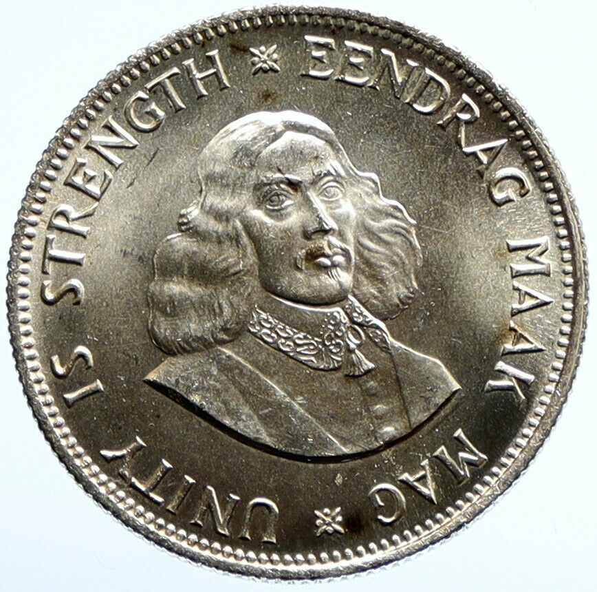 1964 SOUTH AFRICA Queen Elizabeth II Riebeeck VINTAGE Silver 20 Cent Coin i96559