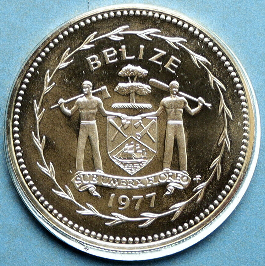 1977 BELIZE Avifauna FRIGATE BIRDS Old VINTAGE Proof Silver 50 Cents Coin i96551