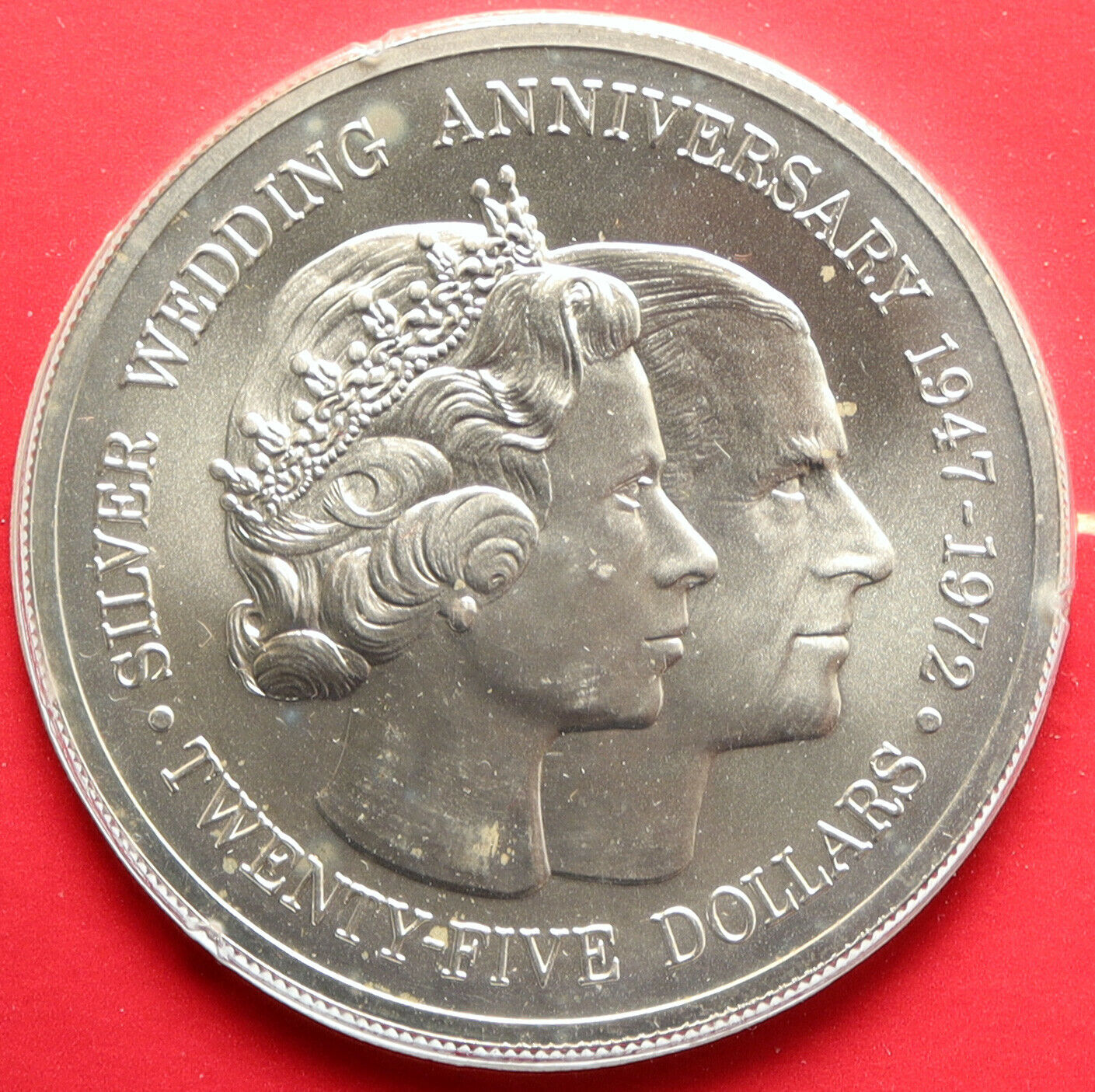 1972 CAYMAN ISLANDS Queen Elizabeth II Specimen Silver Wedding $25 Coin i96709