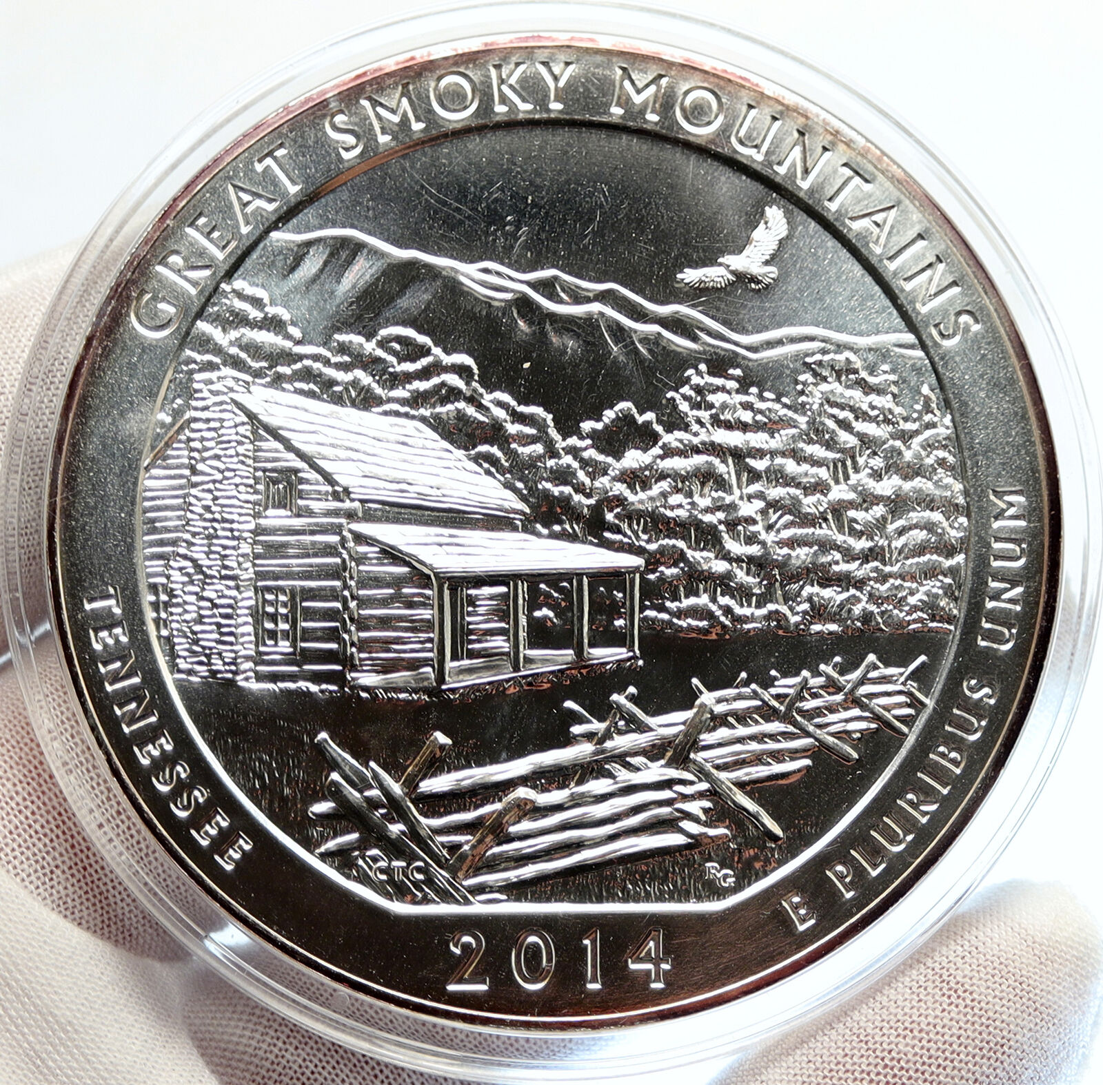 2014 UNITED STATES GREAT SMOKY MOUNTAINS Tennessee 5 OZ PFL Silver Medal i96706