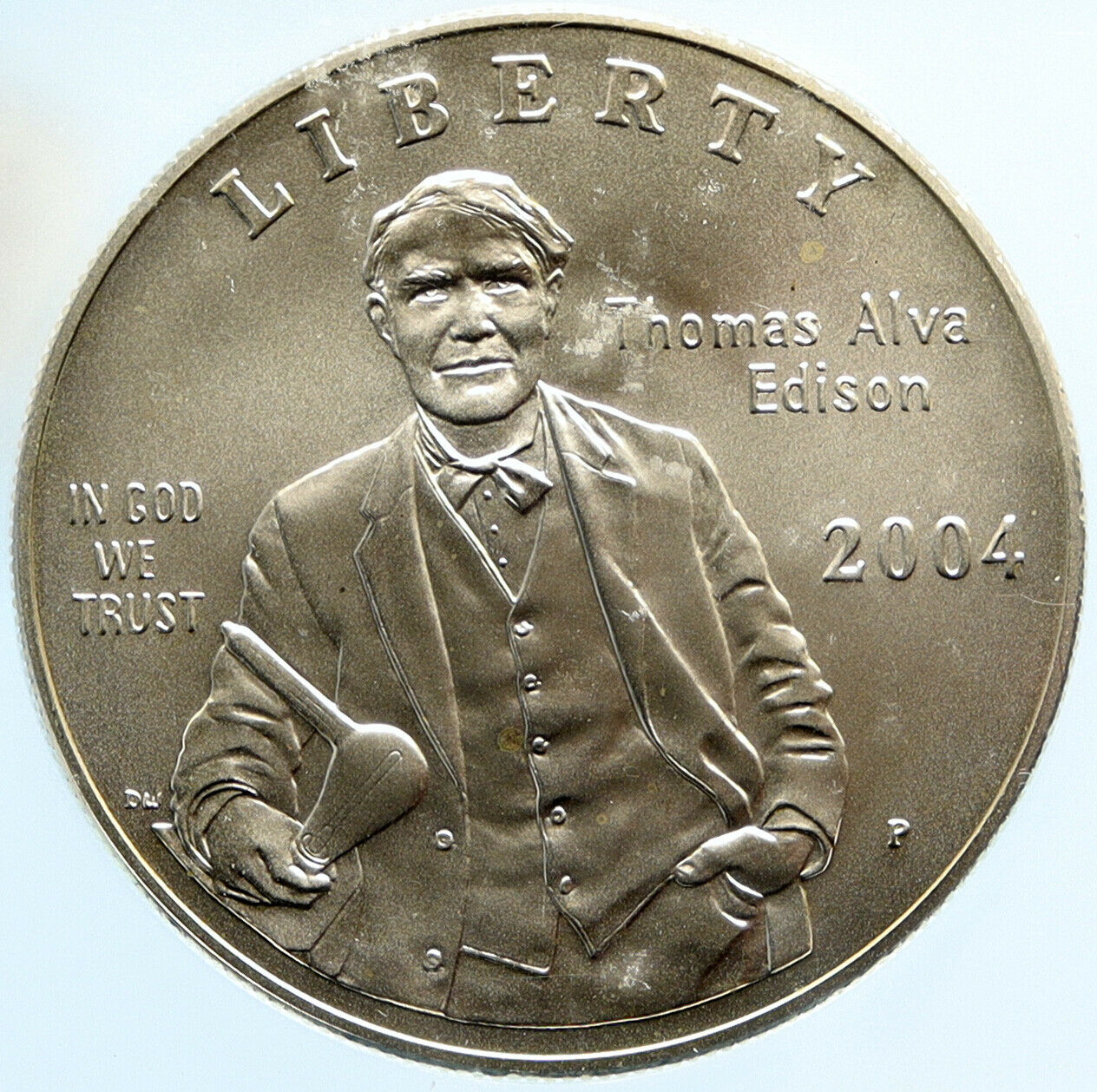 2004 UNITED STATES Thomas Edison INVENTOR of LIGHT BULB SILVER $ Coin ICG i96969