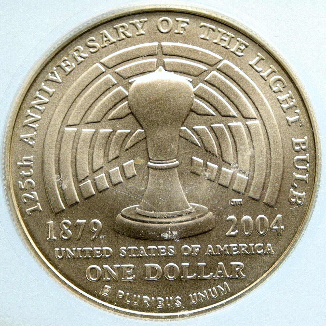 2004 UNITED STATES Thomas Edison INVENTOR of LIGHT BULB SILVER $ Coin ICG i96969