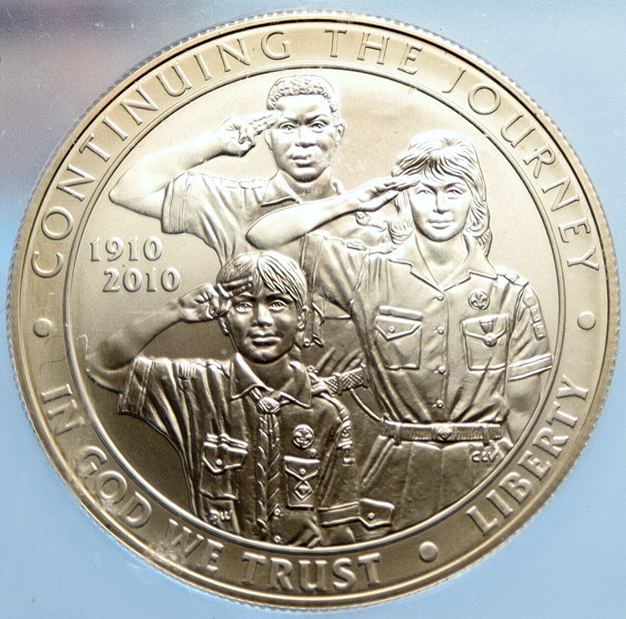 2010 P UNITED STATES US Boy Scouts of America 100Y Silver Dollar Coin ICG i96970