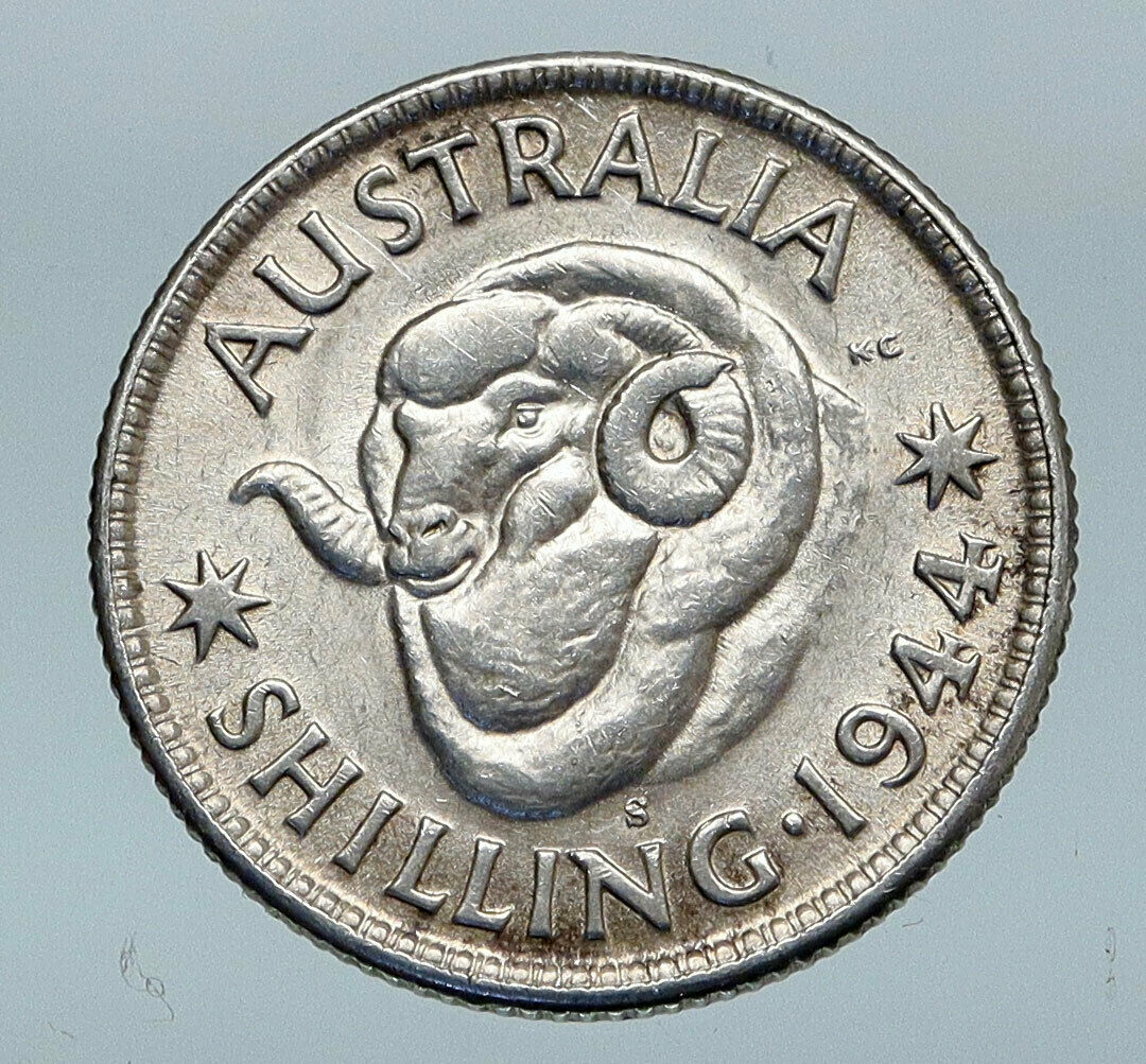 1944 AUSTRALIA King George VI of United Kingdom Silver Shilling Coin RAM i85258