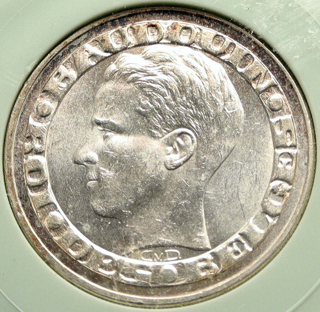 1958 BELGIUM BRUSSELS WORLD's FAIR 58 Baudouin Silver 50 Francs Coin i96698