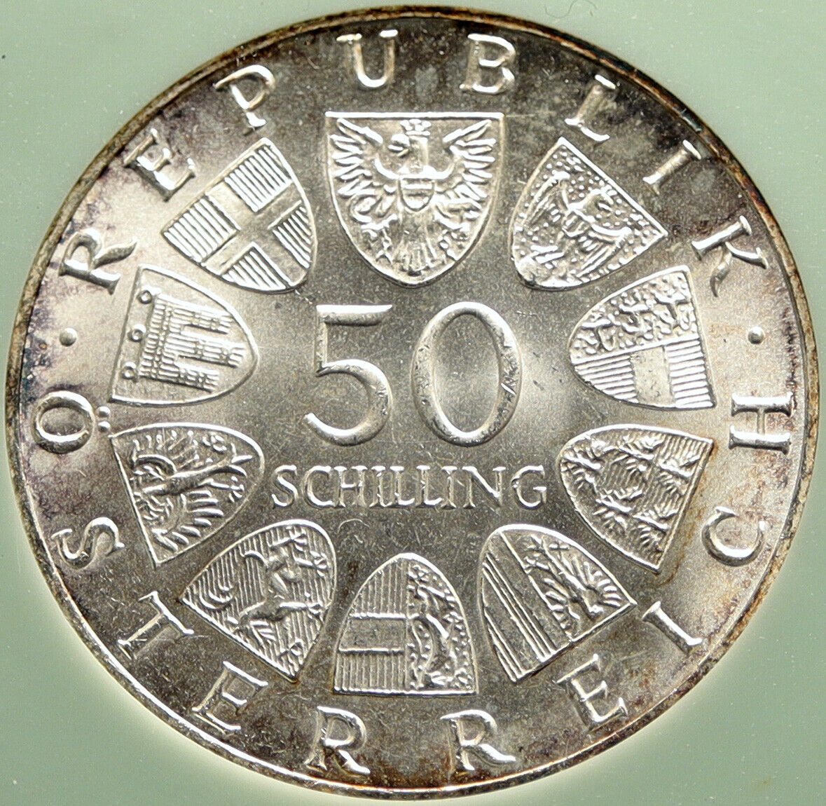 1965 AUSTRIA 600th VIENNA UNIVERSITY Rudolf IV Stifter BU Silver 50S Coin i96696