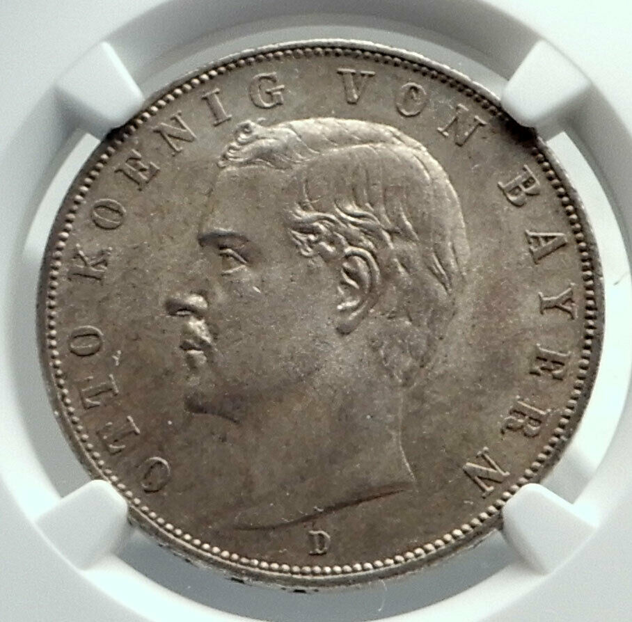 1908 GERMANY German States BAVARIA King OTTO Silver 3 Mark Coin NGC MS i79712