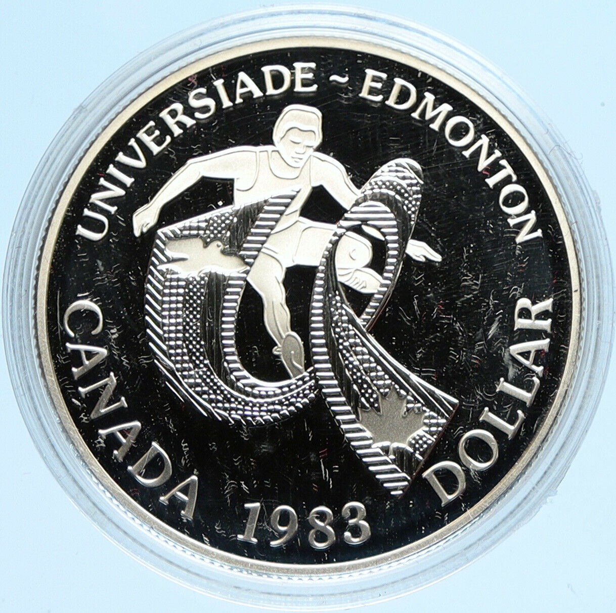 1983 CANADA Elizabeth II WORLD UNIVERSITY GAMES Proof Silver Dollar Coin i98070