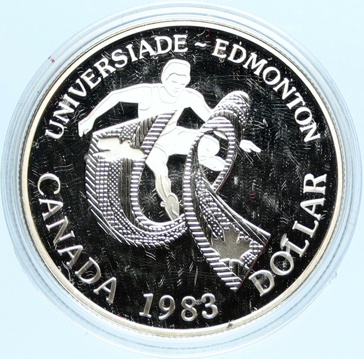 1983 CANADA Elizabeth II WORLD UNIVERSITY GAMES Proof Silver Dollar Coin i98072