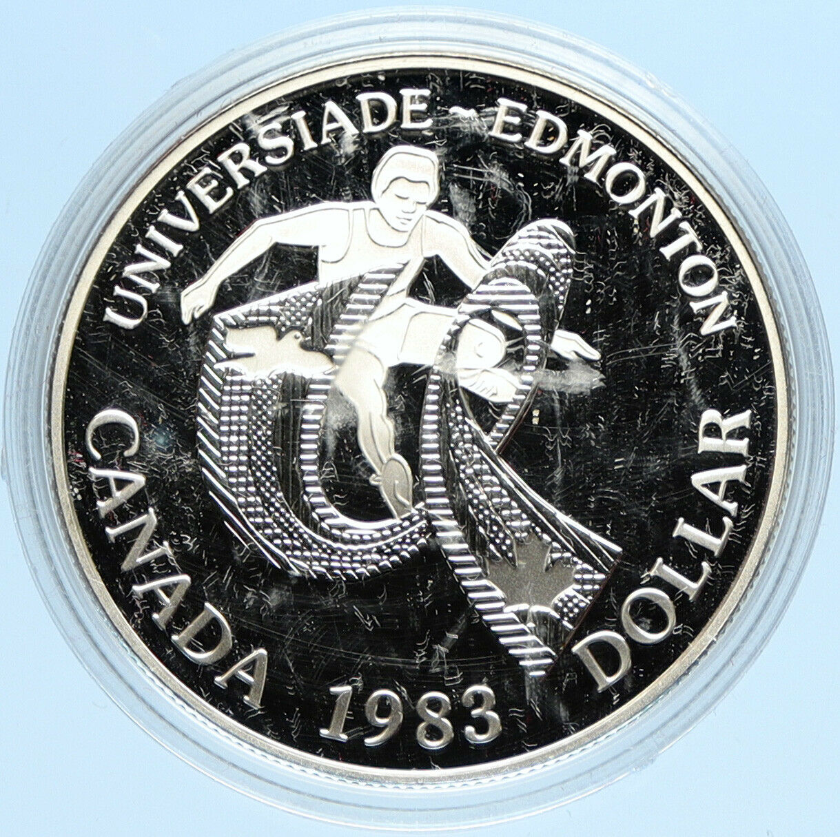 1983 CANADA Elizabeth II WORLD UNIVERSITY GAMES Proof Silver Dollar Coin i98077