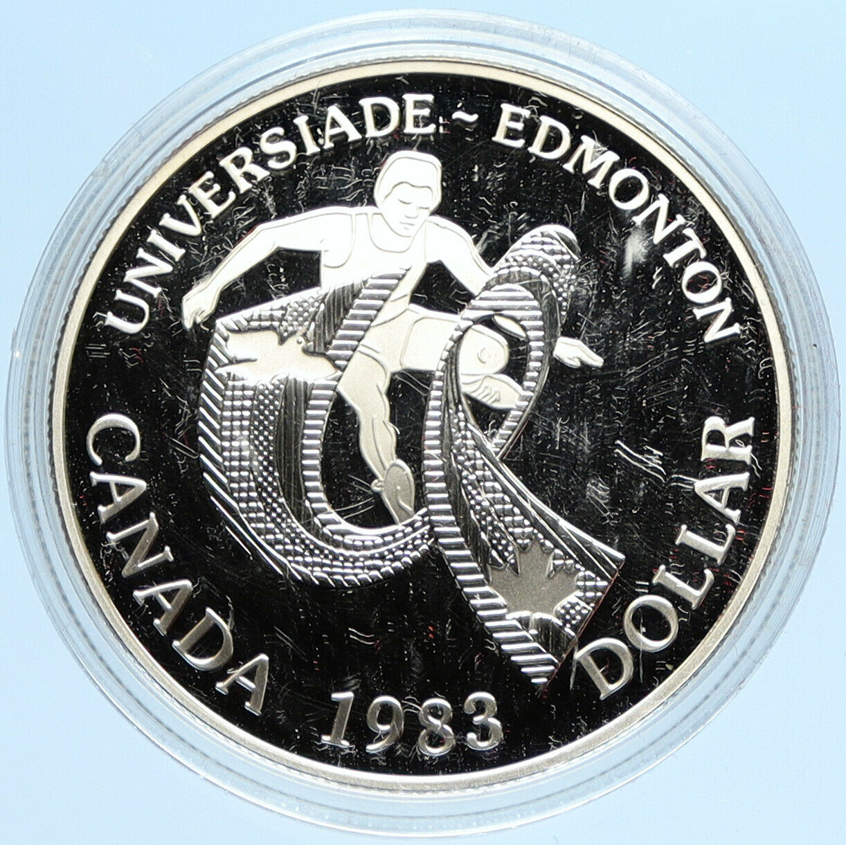 1983 CANADA Elizabeth II WORLD UNIVERSITY GAMES Proof Silver Dollar Coin i98082