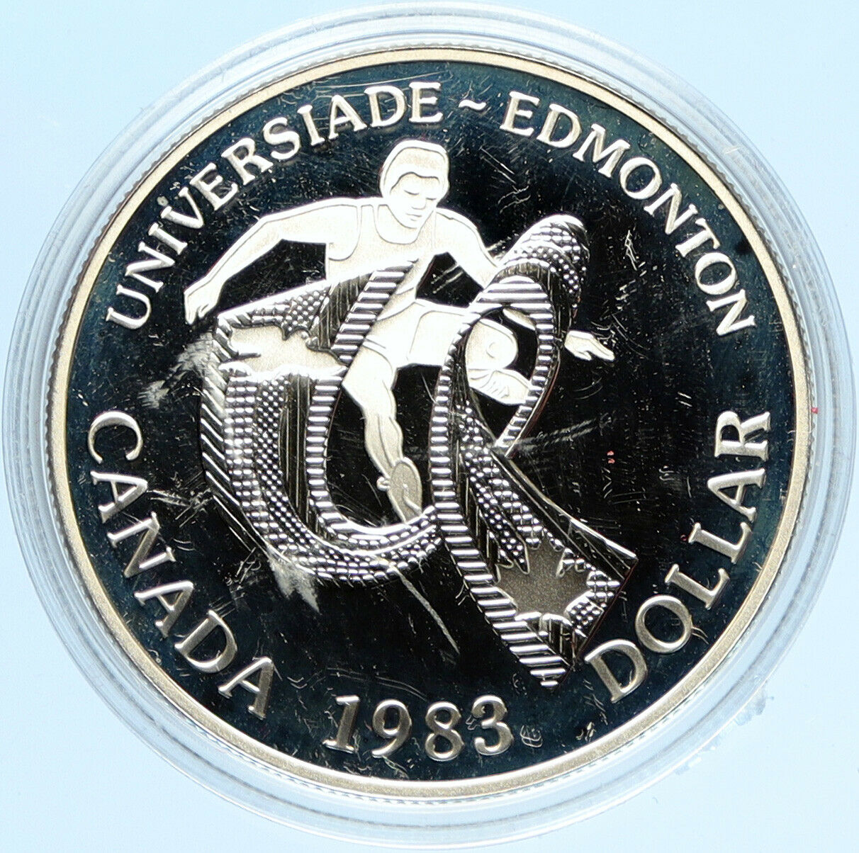 1983 CANADA Elizabeth II WORLD UNIVERSITY GAMES Proof Silver Dollar Coin i98078