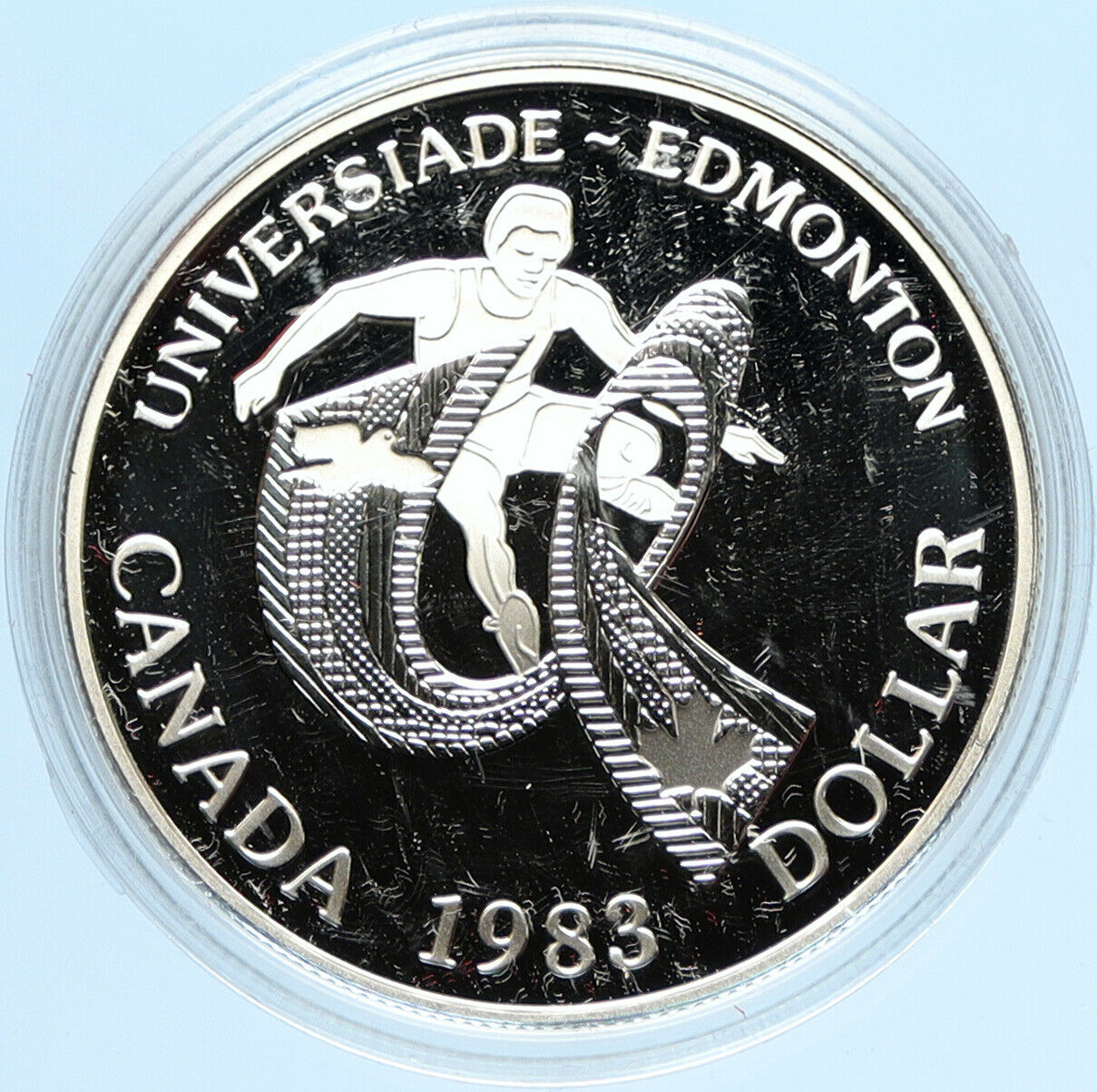 1983 CANADA Elizabeth II WORLD UNIVERSITY GAMES Proof Silver Dollar Coin i98079