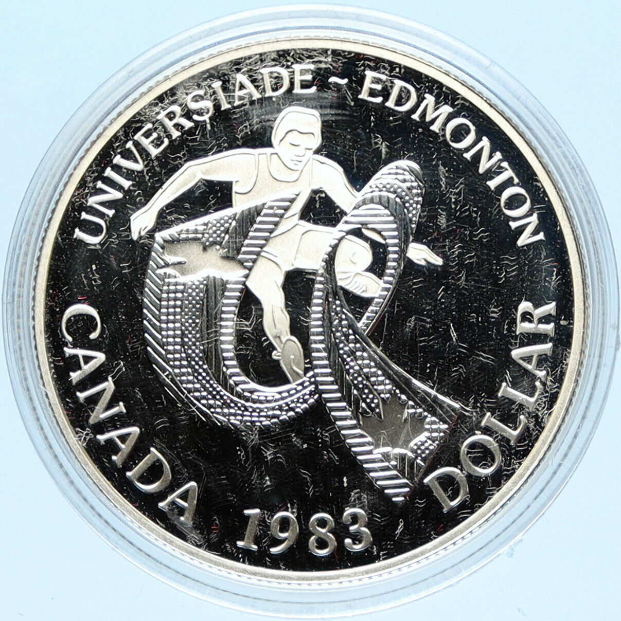 1983 CANADA Elizabeth II WORLD UNIVERSITY GAMES Proof Silver Dollar Coin i98075