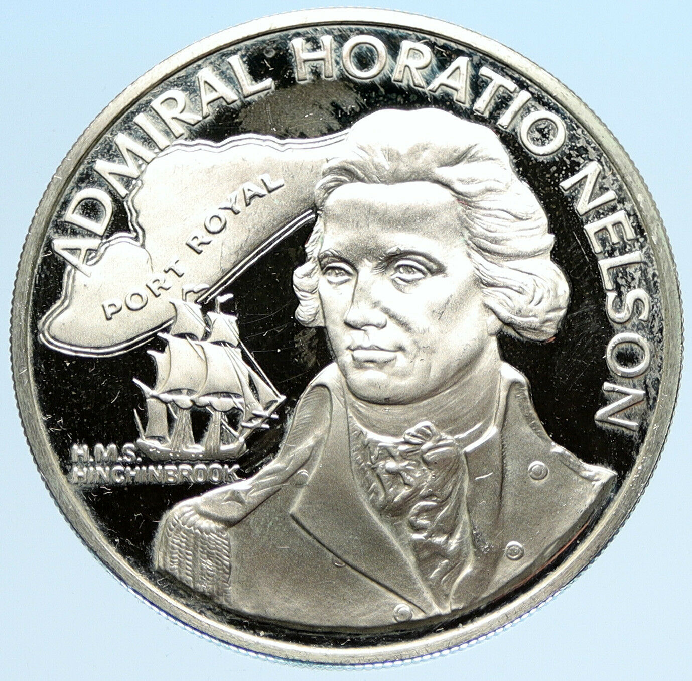 1976 JAMAICA Admiral Horatio Nelson Royal Navy PRF SILVER 10 Dollars Coin i97432