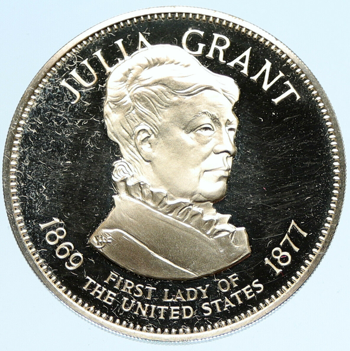 1972 FM US USA White House FIRST LADY Julia Grant OLD PROOF Silver Medal i97433