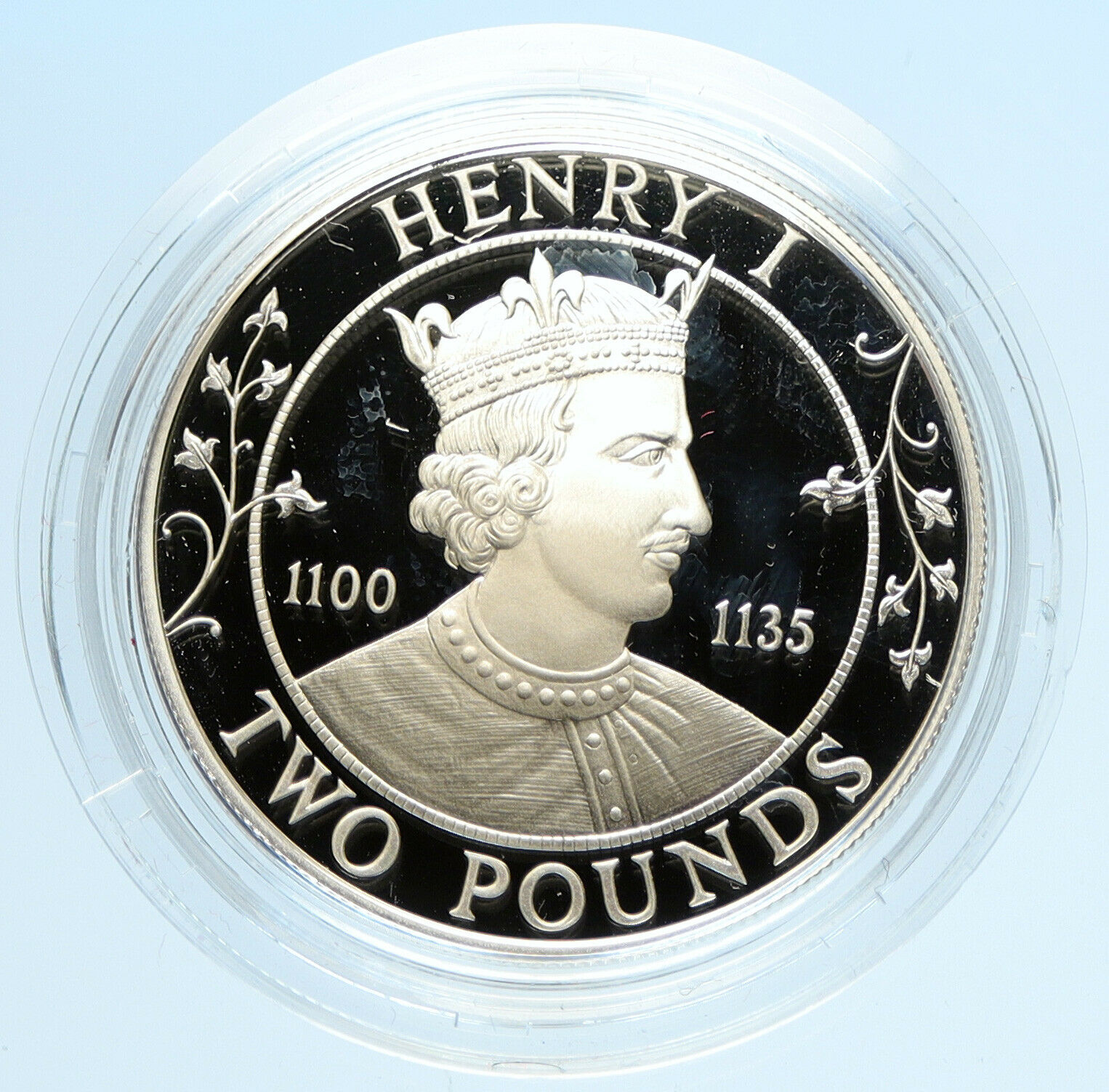 1989 GUERNSEY Island Elizabeth II HENRY I OLD Proof Silver 2 Pounds Coin i97435