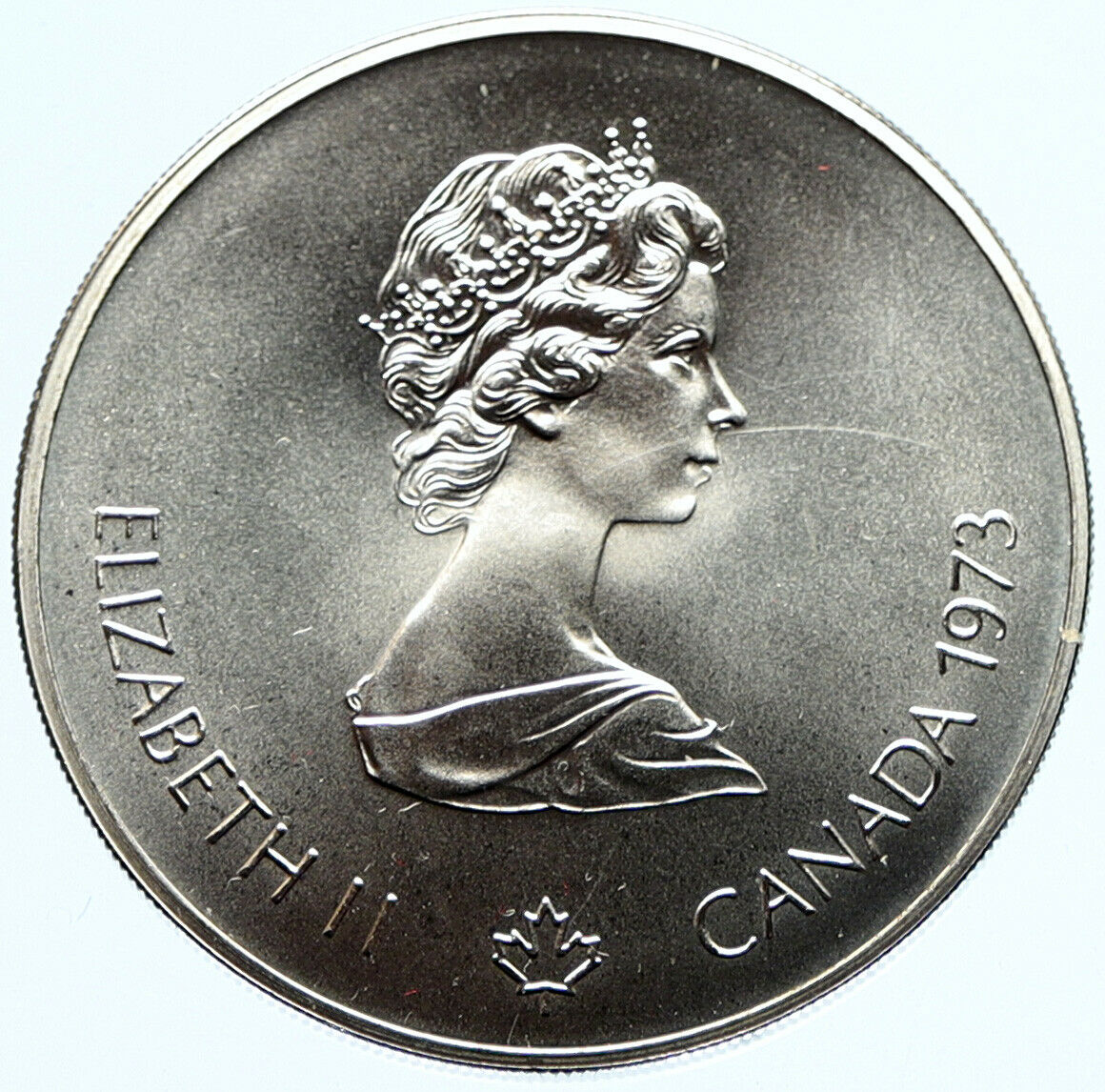 1973 CANADA Queen Elizabeth II Olympics Montreal World Map Silver $5 Coin i97387