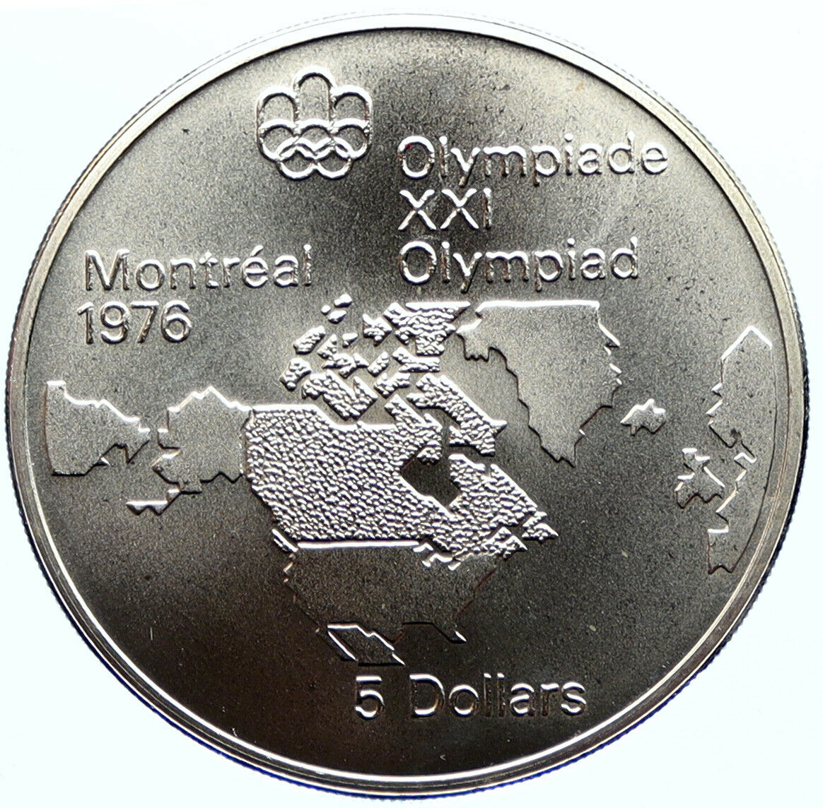 1973 CANADA Queen Elizabeth II Olympics Montreal World Map Silver $5 Coin i97387