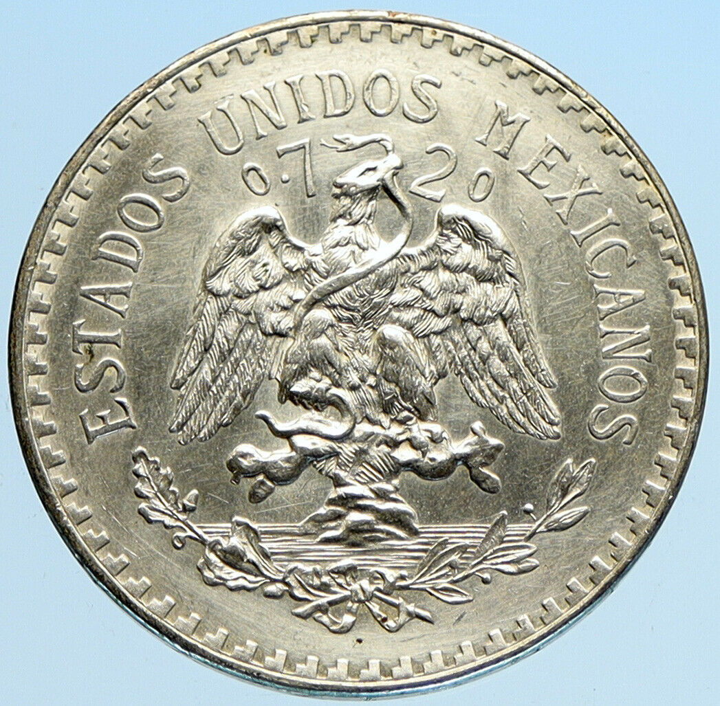 1927 Mo MEXICO Large Eagle Liberty Cap Mexican Antique Silver 1 Peso Coin i97398