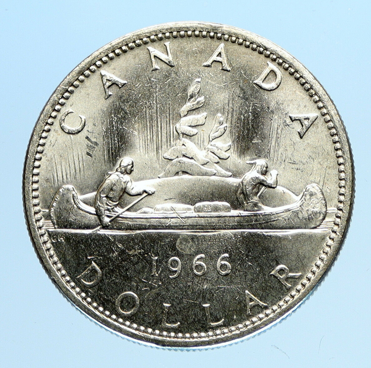 1966 CANADA w UK Queen Elizabeth II Voyagers Genuine Silver Dollar Coin i97746