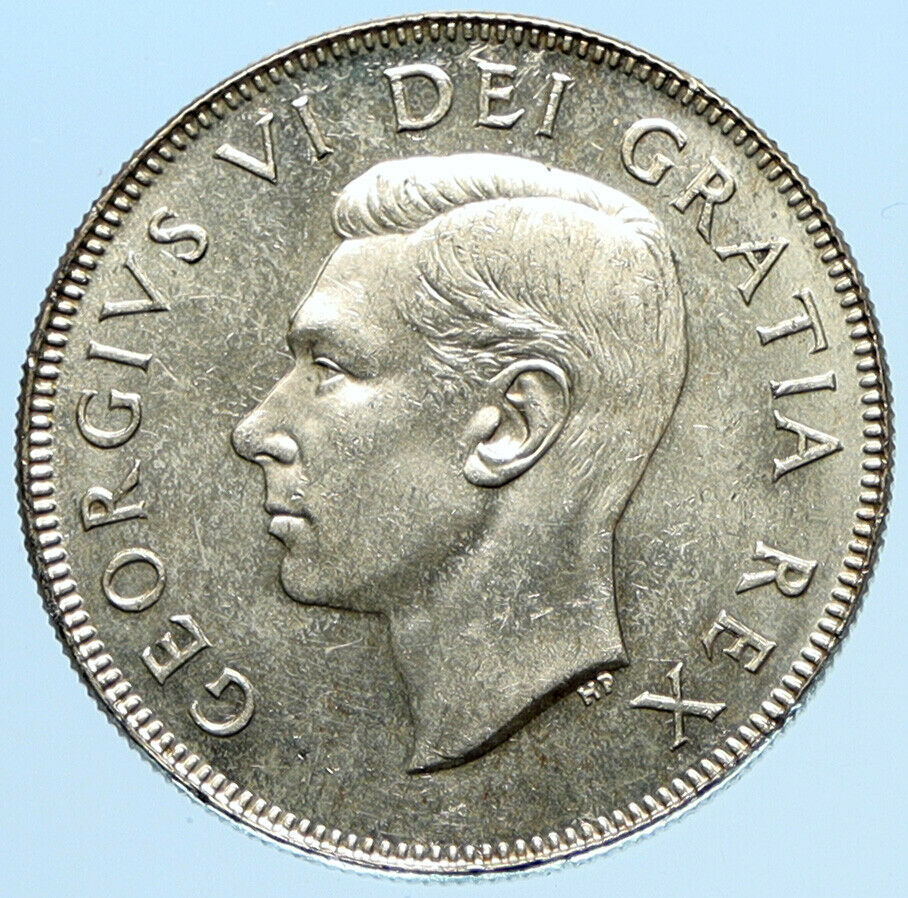 1950 CANADA UK King GEORGE VI Lions Crown Large Old SILVER 50 Cents Coin i97765