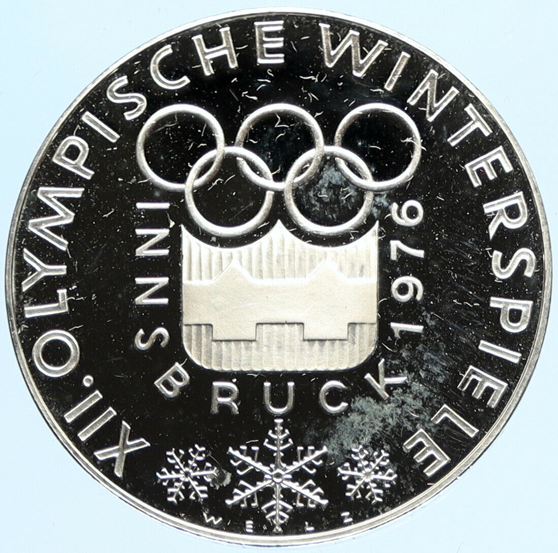 1976 AUSTRIA Innsbruck Winter OLYMPIC Games PRF Silver 100 Schilling Coin i97727