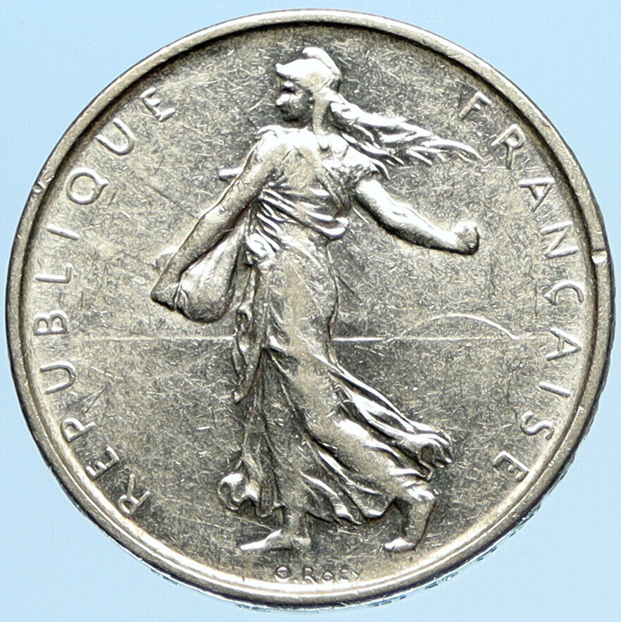 1963 FRANCE French LARGE with La Semeuse SOWER WOMAN Silver 5 Francs Coin i97752