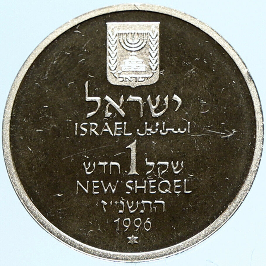 1996 ISRAEL Prime Minister Yitzhak Rabin VINTAGE Proof Silver Shekel Coin i97742